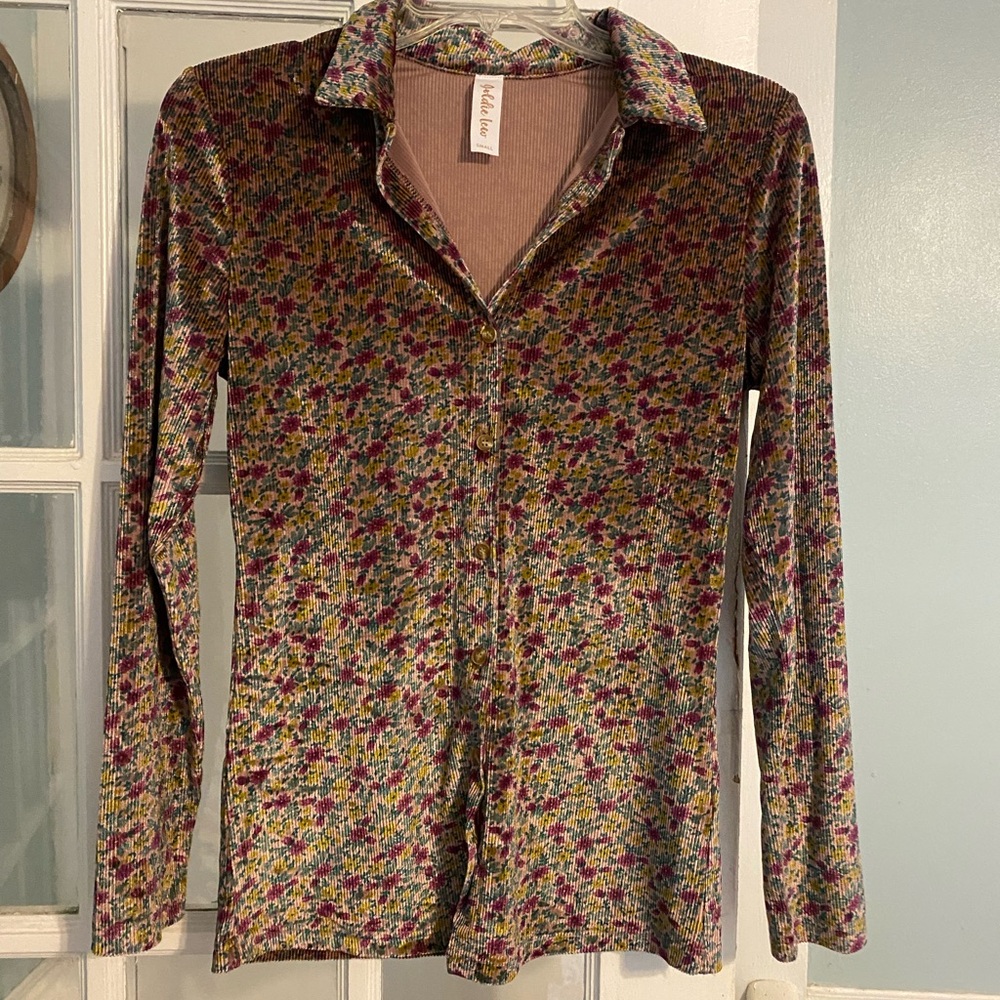 Goldie Multicolor Velvet Feel  Patterned Top